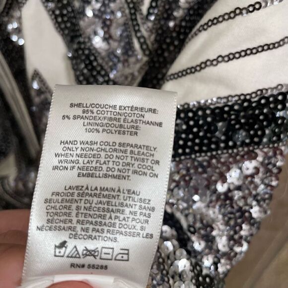 Express white black/silver sequin cap sleeve mini dress XS - Picture 6 of 6